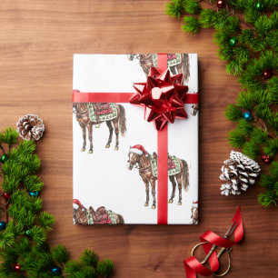 Papel De Regalo Navidades occidentales Caballo de Vaquero Rojo