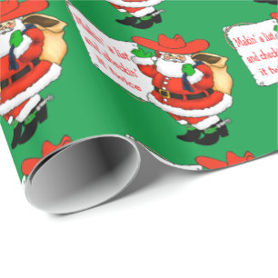 Papel De Regalo Navidades occidentales Cowboy Santa Makin' A List