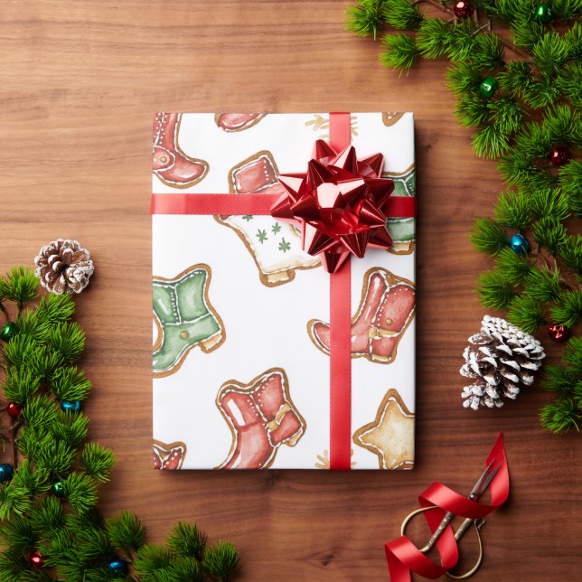 Papel De Regalo Navidades occidentales Cowgirl Cowboy (Regalo de vacaciones)