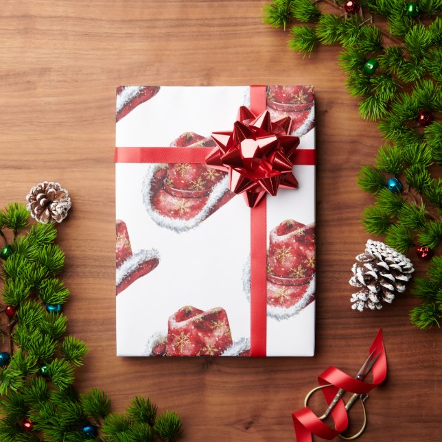 Papel De Regalo Navidades occidentales Gorra Cowboy Cowgirl (Regalo de vacaciones)