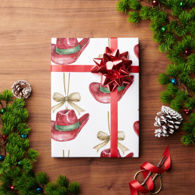Papel De Regalo Navidades occidentales Gorras de la Cowboy Cowgirl (Regalo de vacaciones)