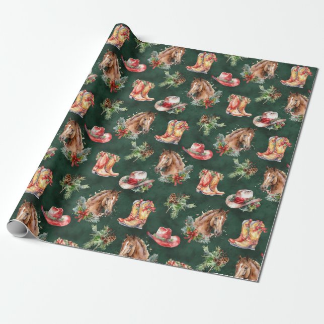 Papel De Regalo Navidades Occidentales/Vaqueros Cuidados (Desenrollado)