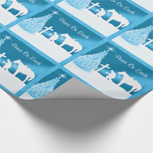 Papel De Regalo Navidades occidentales vaqueros rezando por la paz (Esquina)