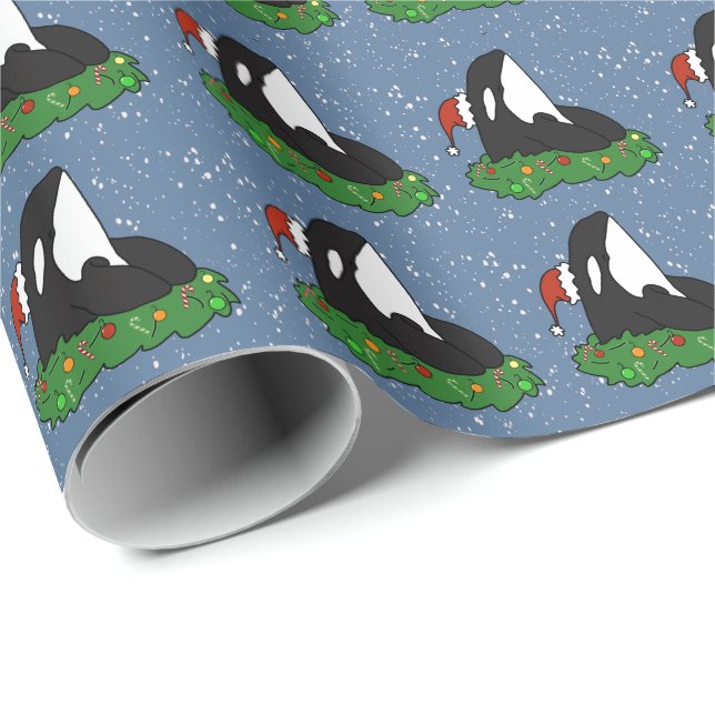 Papel De Regalo Navidades Orca Killer Whale  (Esquina del rollo)