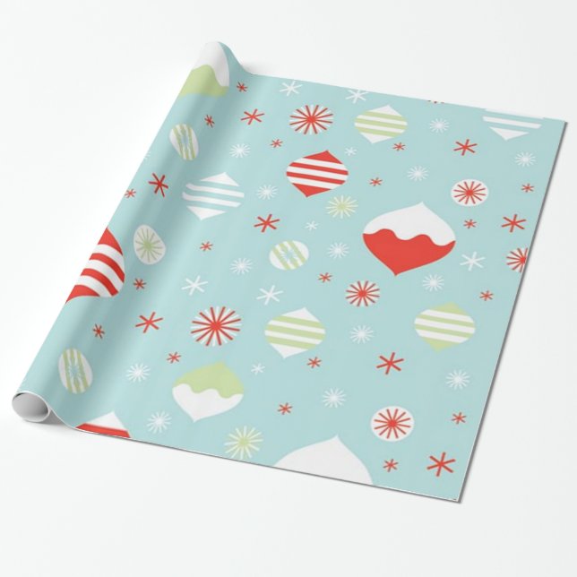 Papel De Regalo Navidades Ornamentos de época (Desenrollado)