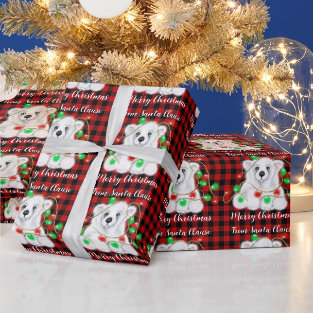 Papel De Regalo Navidades oso polar cachorro, cachorro de oso blan (Vacaciones)