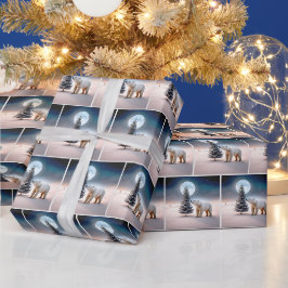 Papel De Regalo Navidades Oso Polar Con Árbol