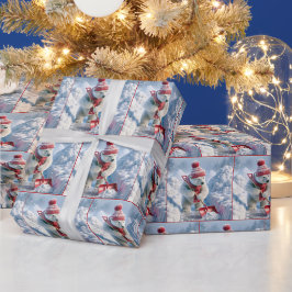 Papel De Regalo Navidades Oso Polar Con Calzado Rojo