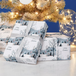 Papel De Regalo Navidades paisaje de nieve invierno Feliz Navidad