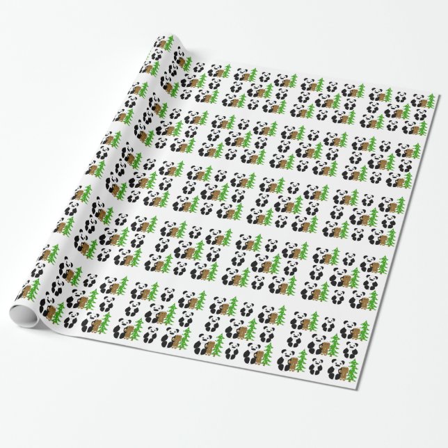 Papel De Regalo Navidades Panda Bears (Desenrollado)