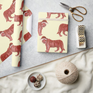 Papel De Regalo Navidades Pastel Animales Safari Pink Tiger
