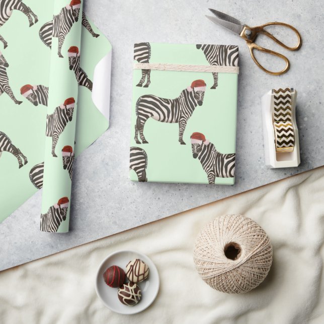 Papel De Regalo Navidades Pastel Safari Animales Mint Zebra (Artesanía)