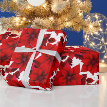 Navidades Pastel Vintage de la Poinsettia Roja sin