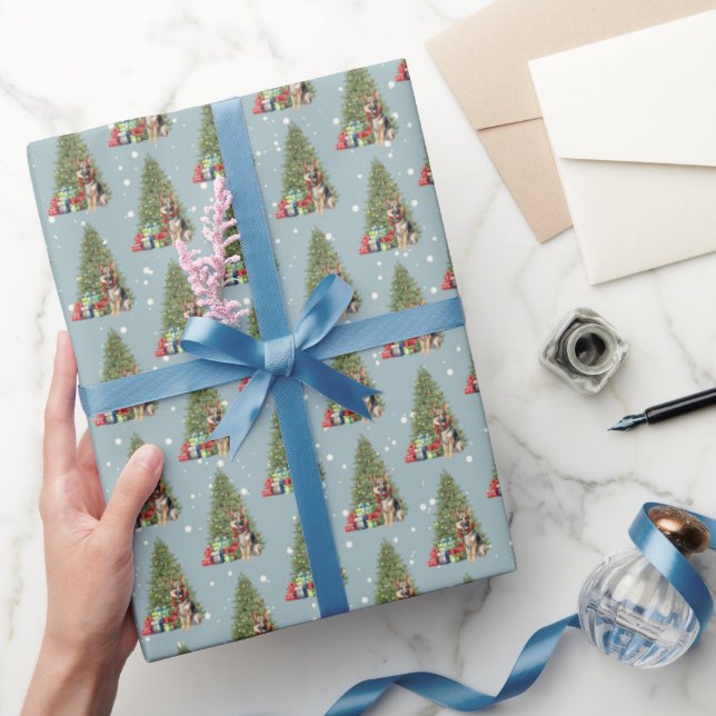 Papel De Regalo Navidades Pastor alemán por árbol (Regalar)