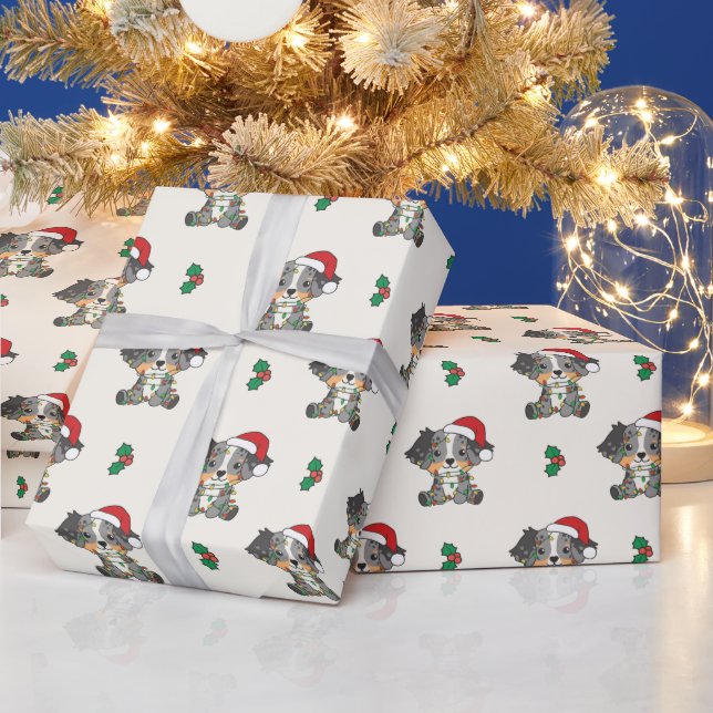 Papel De Regalo Navidades Pastores Australianos Animales De Invier (Vacaciones)