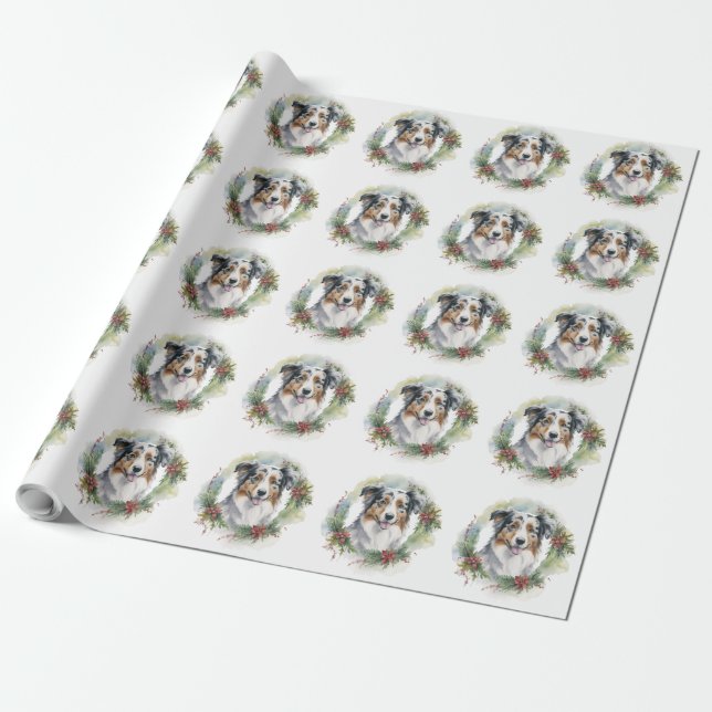 Papel De Regalo Navidades pastores australianos de crêt Wreath (Desenrollado)