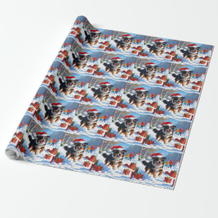 Papel De Regalo Navidades Pastores Australianos Festejan Escena de