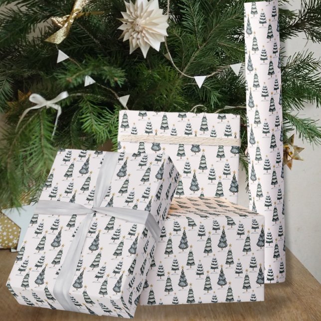 Papel De Regalo Navidades Patrón de árbol forestal moderno (Subido por el creador)