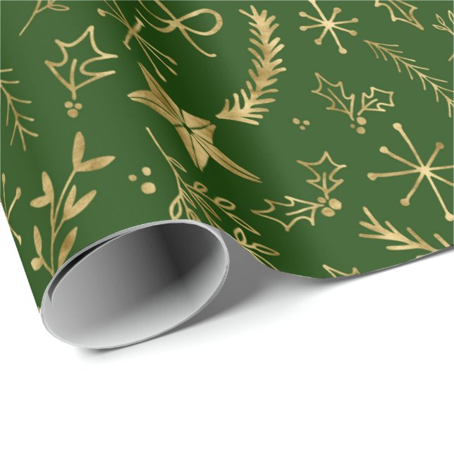 Papel De Regalo Navidades - Patrón de Navidad de verano - Verde (Esquina del rollo)