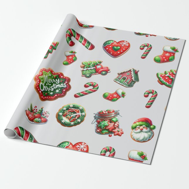 Papel De Regalo Navidades patrón de panadería de galletas (Desenrollado)