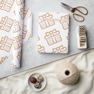 Papel De Regalo Navidades Patrón de Regalo de Oro Bow Blanco