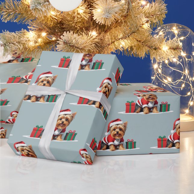 Papel De Regalo Navidades Perro Terrier de Yorkshire vestido como  (Vacaciones)