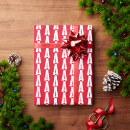 Papel De Regalo Navidades personalizado blanco rojo monograma cart