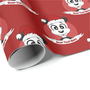 Papel De Regalo Navidades personalizado con lindo oso panda envolt