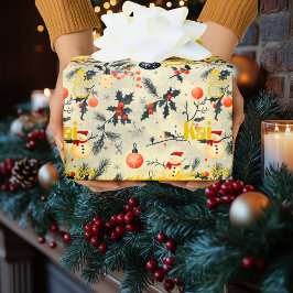 Papel De Regalo Navidades personalizado Santa y Snowmen