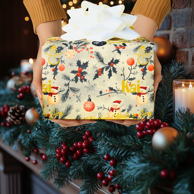 Papel De Regalo Navidades personalizado Santa y Snowmen (Subido por el creador)