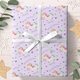Papel De Regalo Navidades personalizados de arcoiris unicornio mor