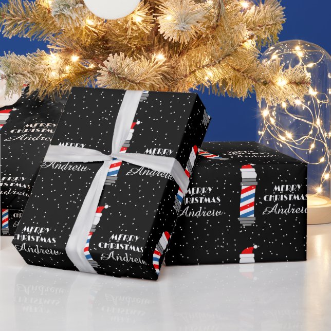 Papel De Regalo Navidades personalizados de barra de barbería (Vacaciones)