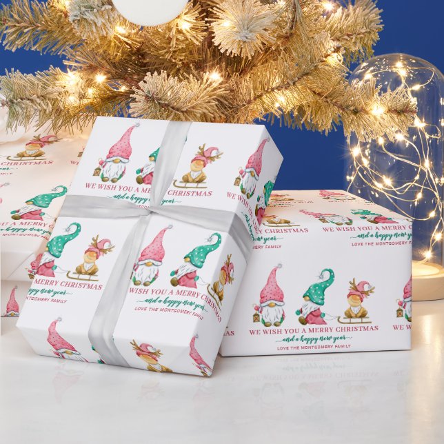Papel De Regalo Navidades Personalizados de Cute Gnome (Vacaciones)