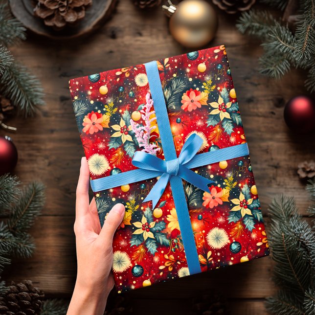 Papel De Regalo Navidades personalizados de Flores Rojas (Subido por el creador)