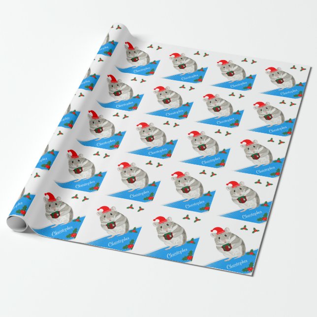 Papel De Regalo Navidades personalizados de Gray Hamster (Desenrollado)