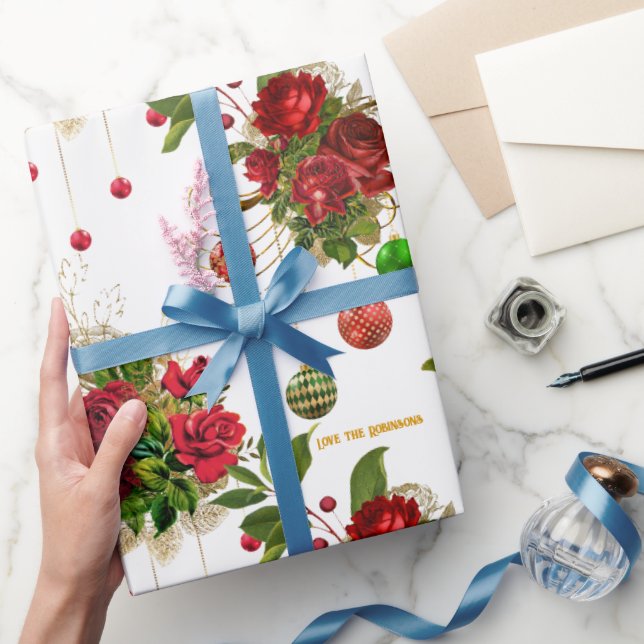 Papel De Regalo Navidades Personalizados de la Moda Rosa Roja clás (Regalar)