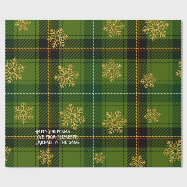 Papel De Regalo Navidades personalizados del copo de nieve Green T (Superficie plana)