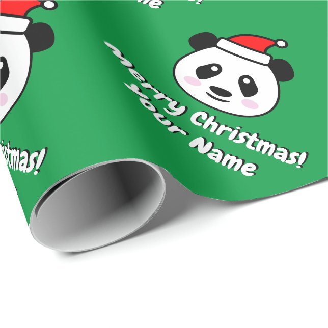 Papel De Regalo Navidades personalizados del oso panda Cute Santa  (Esquina del rollo)