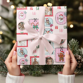 Papel De Regalo Navidades personalizados foto festín rosado Fa La 
