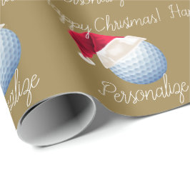 Papel De Regalo Navidades personalizados Golf Ball Santa Holiday