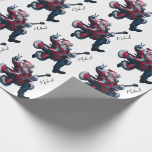 Papel De Regalo Navidades personalizados Jugador de guitarra Santa