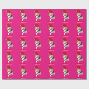 Papel De Regalo NAVIDADES personalizados PUPPY SANTA HAT BEAGLE DO
