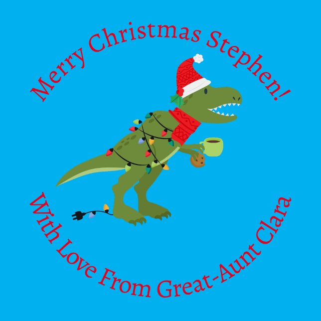 Papel De Regalo Navidades personalizados T-Rex Dinosaur Blue (Subido por el creador)