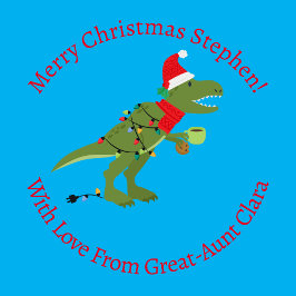 Papel De Regalo Navidades personalizados T-Rex Dinosaur Blue