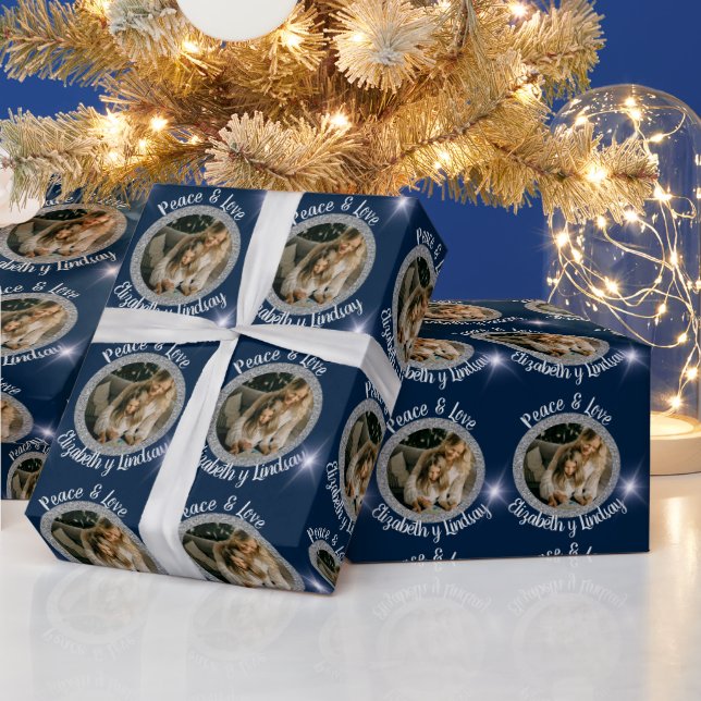 Papel De Regalo Navidades Photo Round Silver y Stars Blue (Vacaciones)