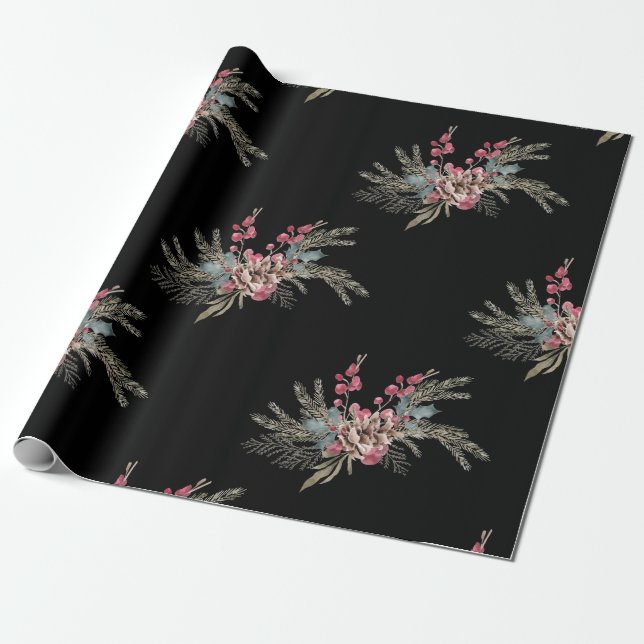 Papel De Regalo Navidades Pine Black (Desenrollado)
