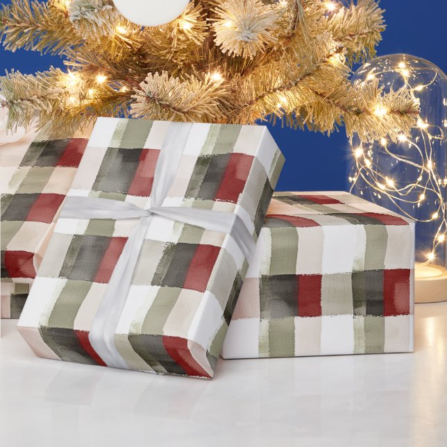 Papel De Regalo Navidades Pine Green Ivory Red Stripes (Vacaciones)