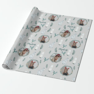 Papel De Regalo Navidades Pine Nombre Animal Foto Niños Personali