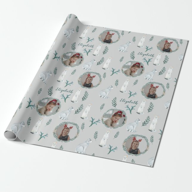 Papel De Regalo Navidades Pine Nombre Animal Foto Niños Personaliz (Desenrollado)