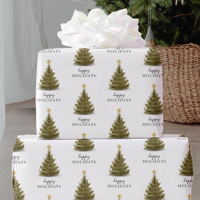 Papel De Regalo Navidades Pine Tree Happy Holidays Typography (Subido por el creador)